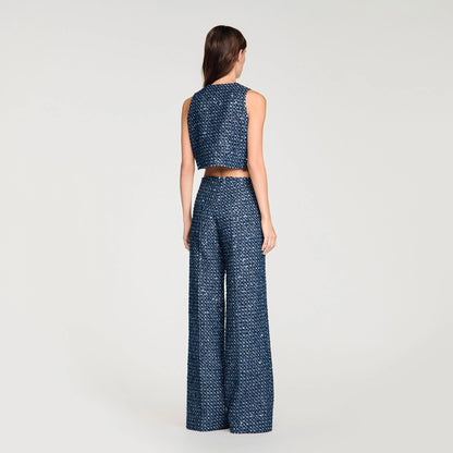Bellamy Sequin Crop Top Navy Blue