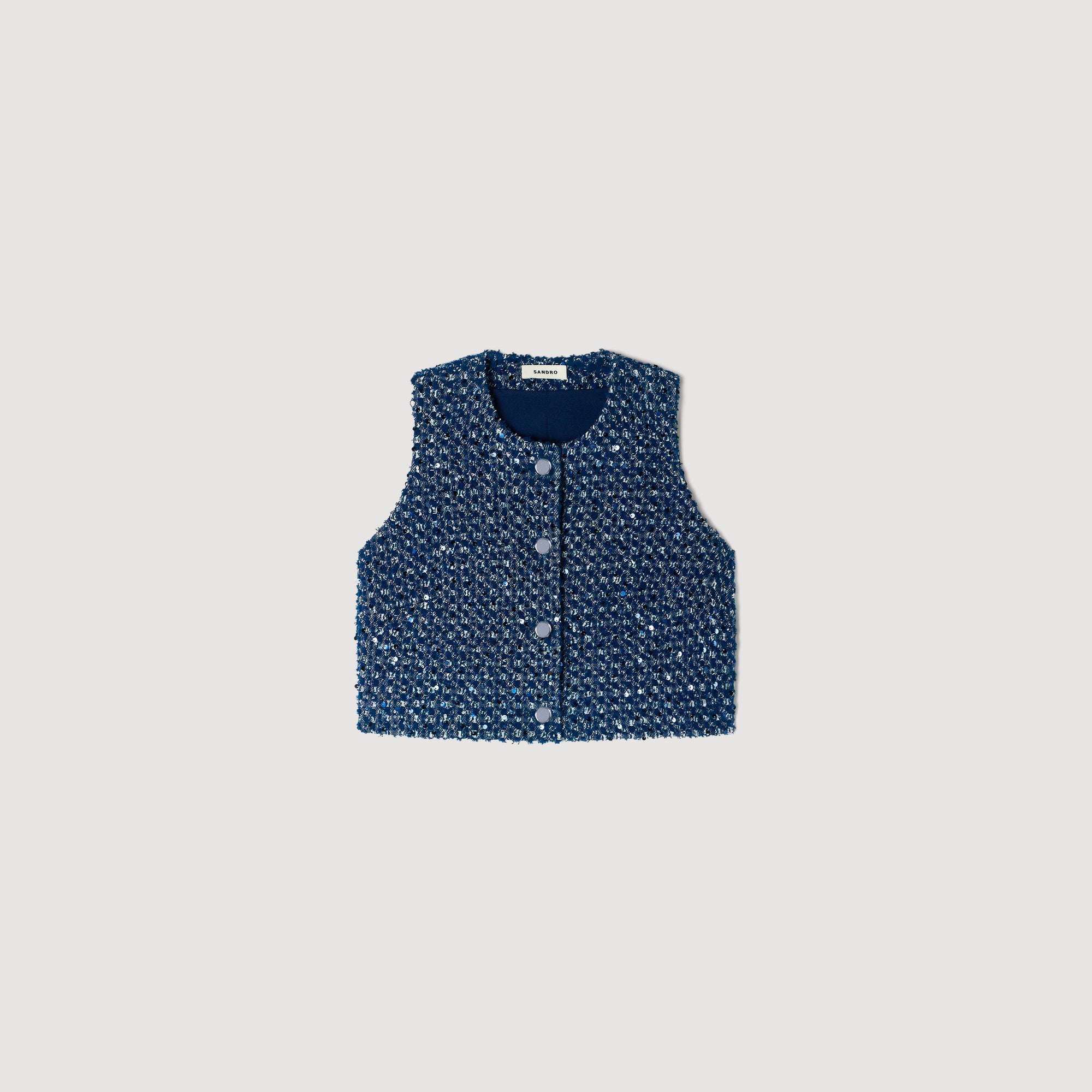 Bellamy Sequin Crop Top Navy Blue