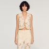 Amane Guipure Lace Crop Top Ecru