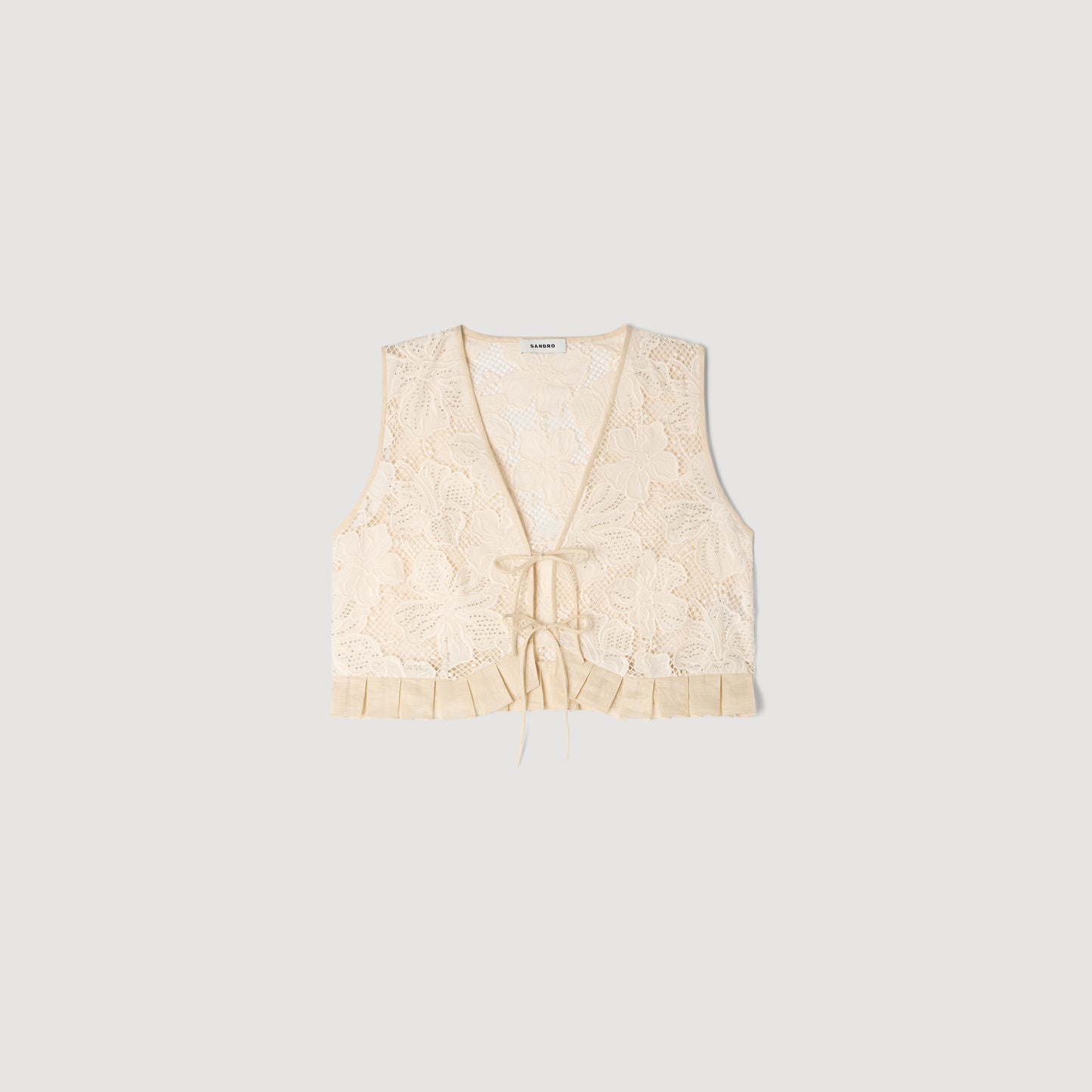 Amane Guipure Lace Crop Top Ecru