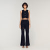 Amie Embroidered Guipure Crop Top Black