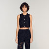 Amie Embroidered Guipure Crop Top Black