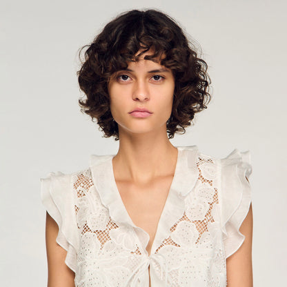 Nayana Guipure Lace Crop Top White