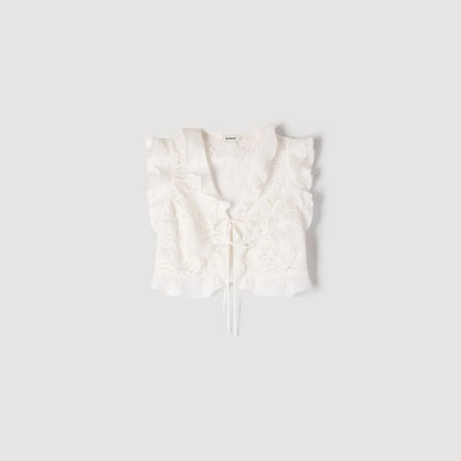 Nayana Guipure Lace Crop Top White