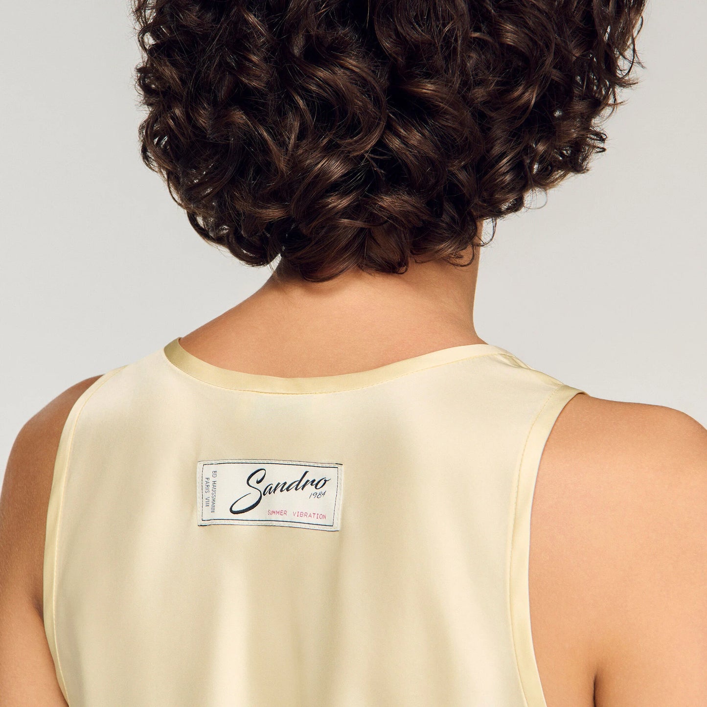 Nathalia Satin Top With Lace Trim Light Yellow