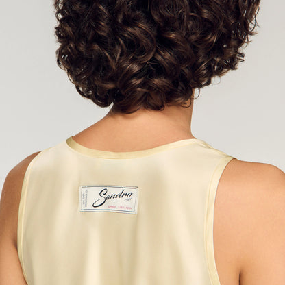 Nathalia Satin Top With Lace Trim Light Yellow