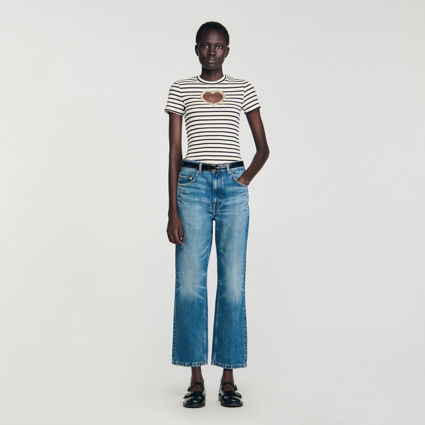 Summer Rhinestone Heart T-Shirt Ecru