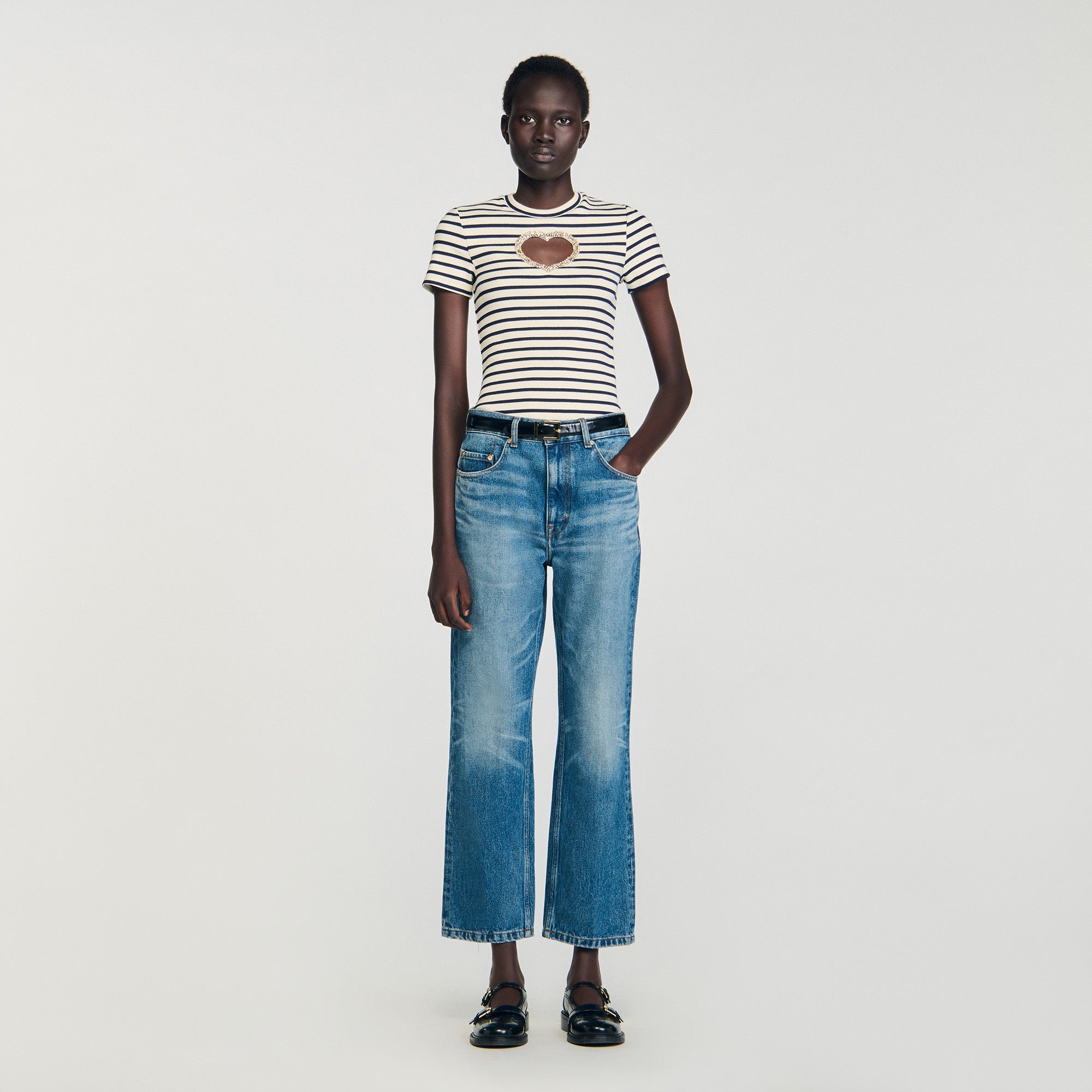 Summer Rhinestone Heart T-Shirt Ecru