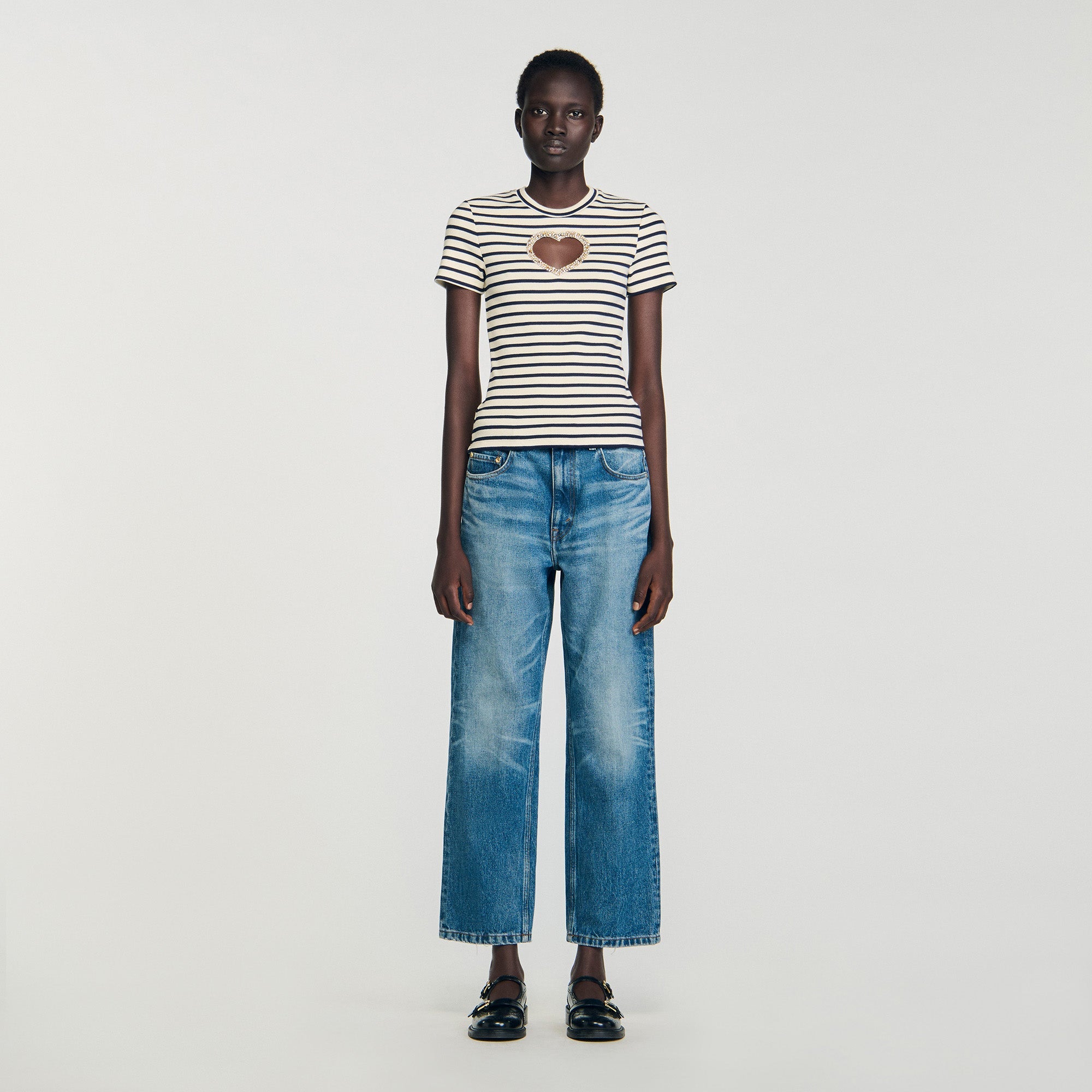 Summer Rhinestone Heart T-Shirt Ecru