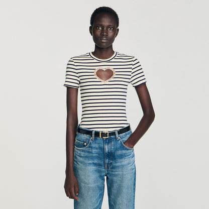 Summer Rhinestone Heart T-Shirt Ecru