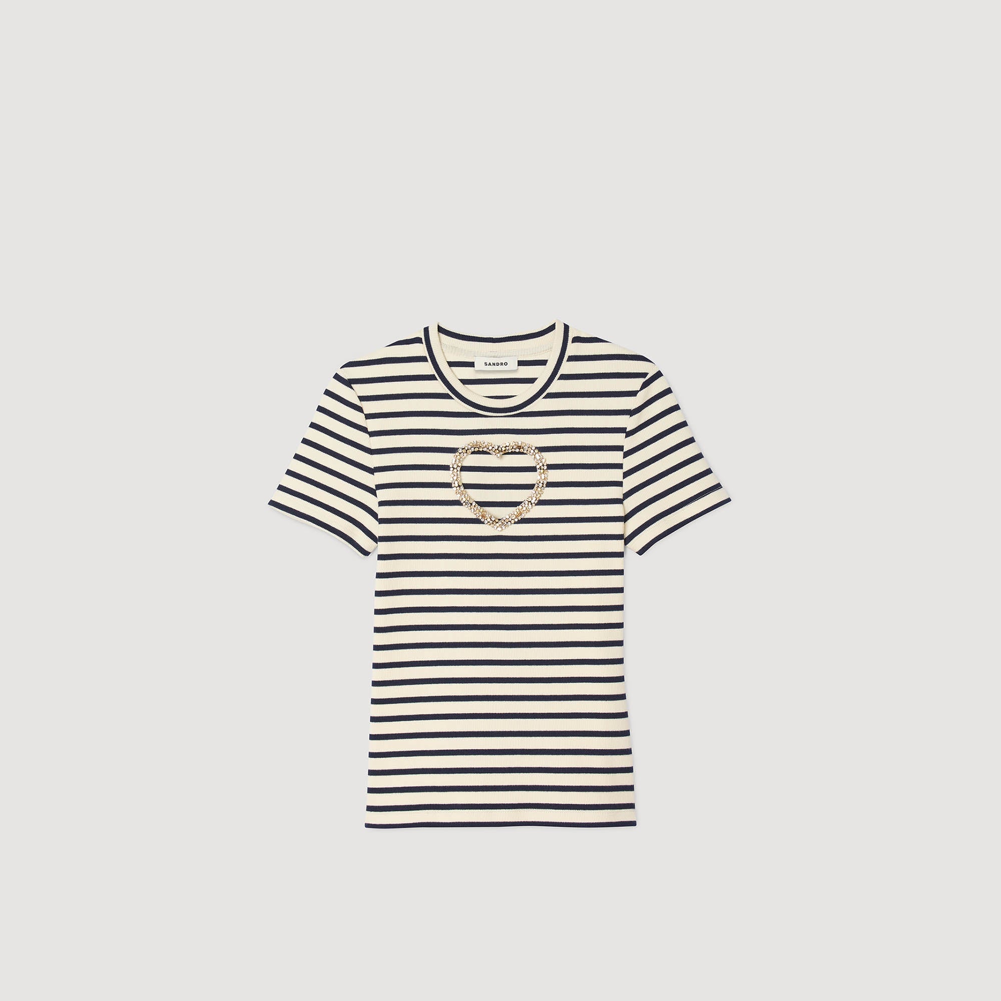 Summer Rhinestone Heart T-Shirt Ecru