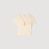 Thalia Jewelled Cropped Cotton T-Shirt Ecru
