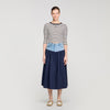 Aubin Short Striped Tee With Pearl Collar Navy Blue