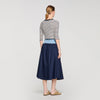 Aubin Short Striped Tee With Pearl Collar Navy Blue