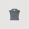 Camila Flower Print Smocked T-Shirt Deep Blue / Ocher