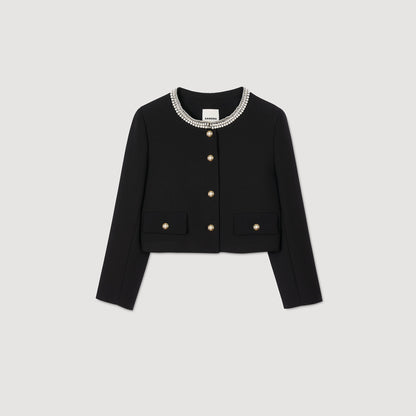Domitille Jacket With Beaded Collar Black
