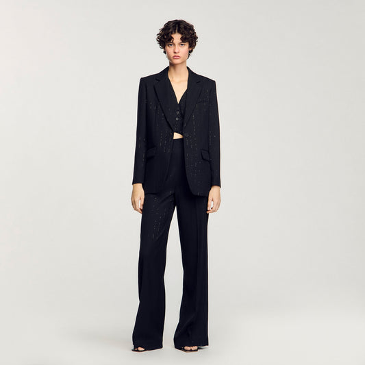 Sequinned Suit Jacket Black