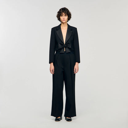 Altesse Short Satin Bow Jacket Black