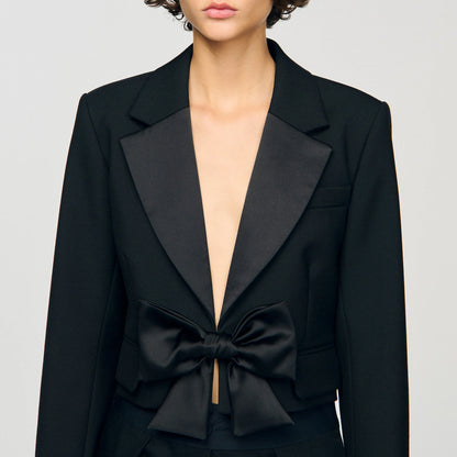 Altesse Short Satin Bow Jacket Black
