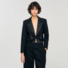 Altesse Short Satin Bow Jacket Black