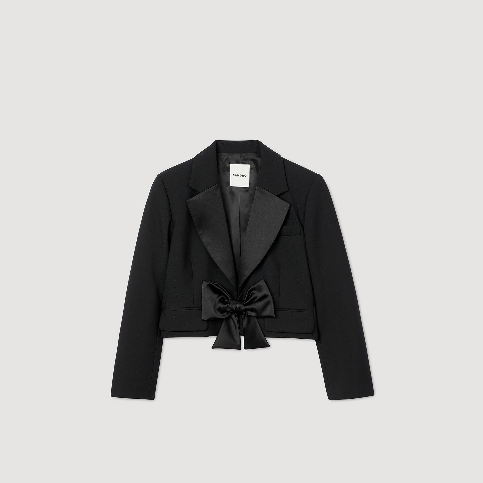Altesse Short Satin Bow Jacket Black