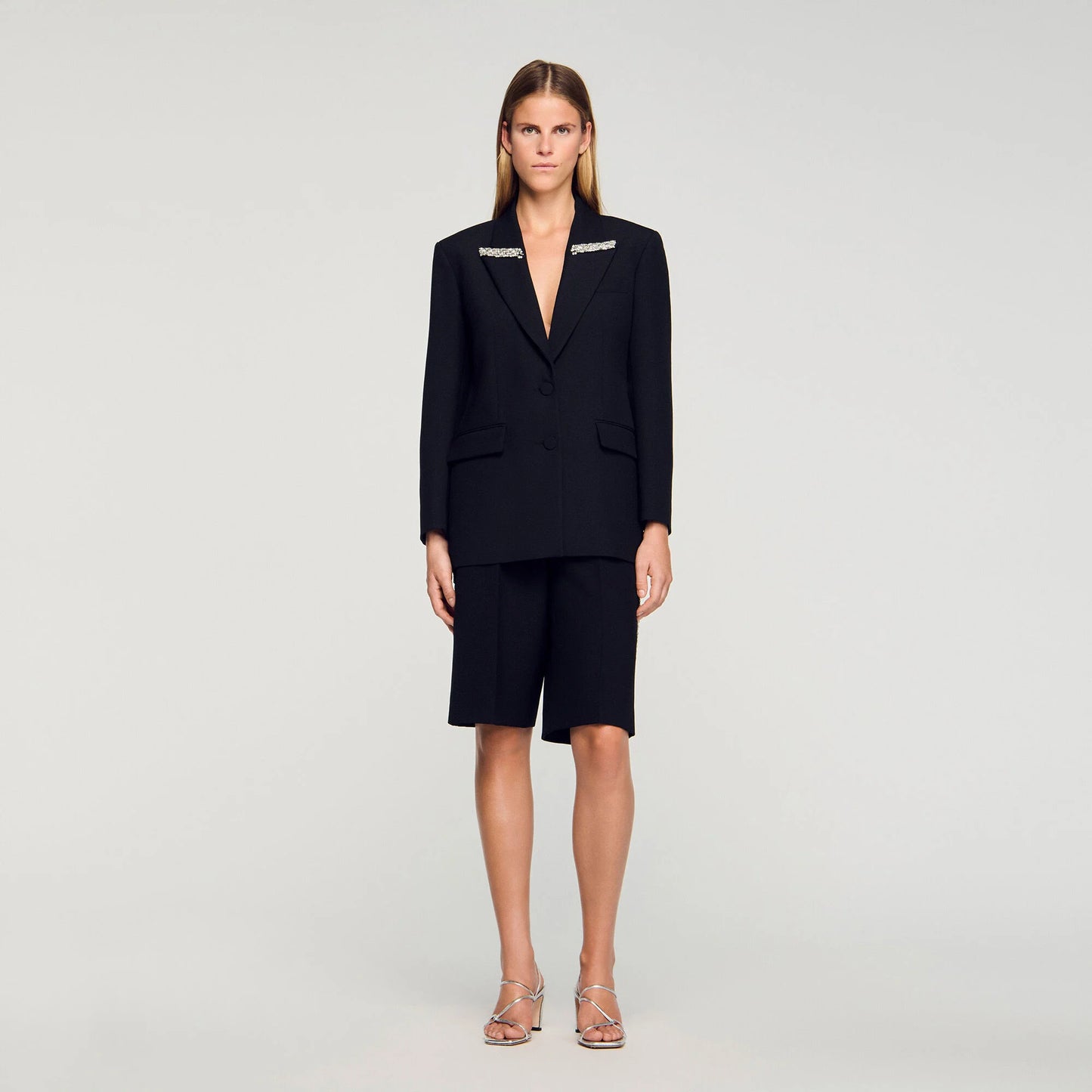 Cosmica Jacket With Rhinestone Collar Black