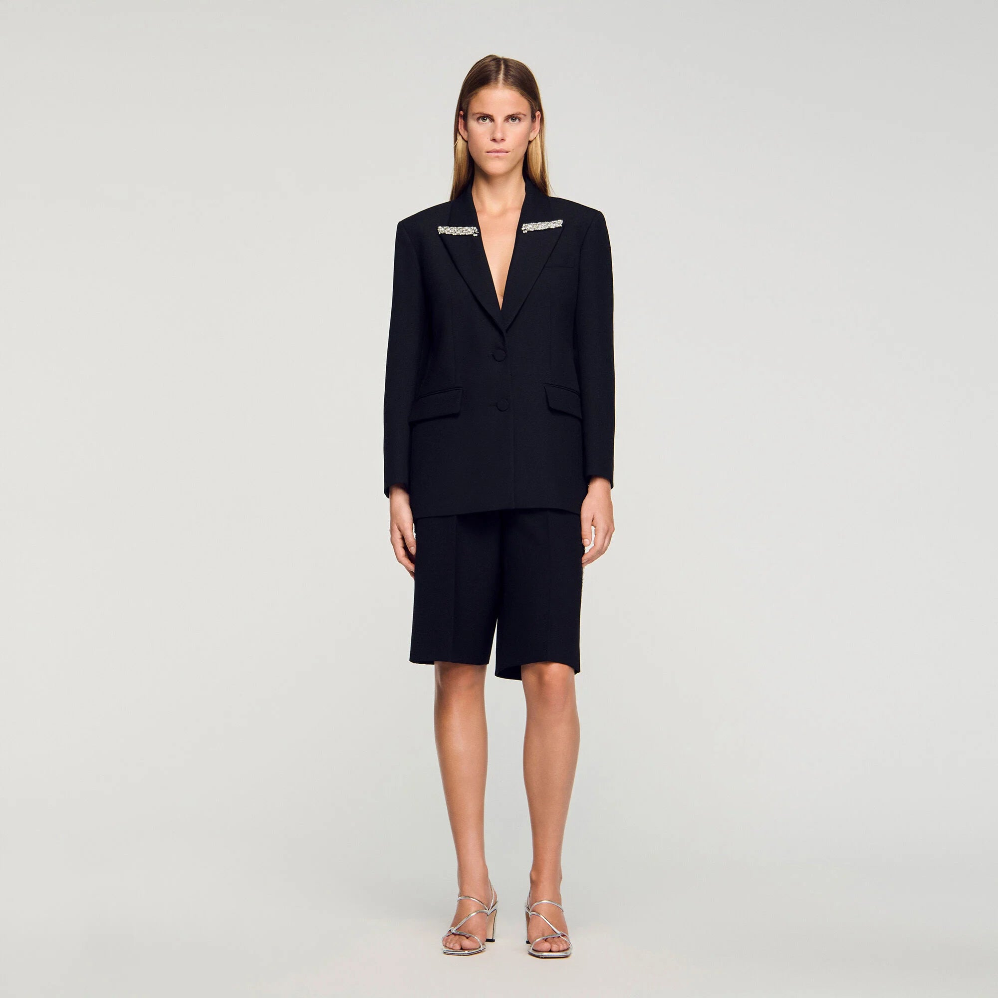 Cosmica Jacket With Rhinestone Collar Black