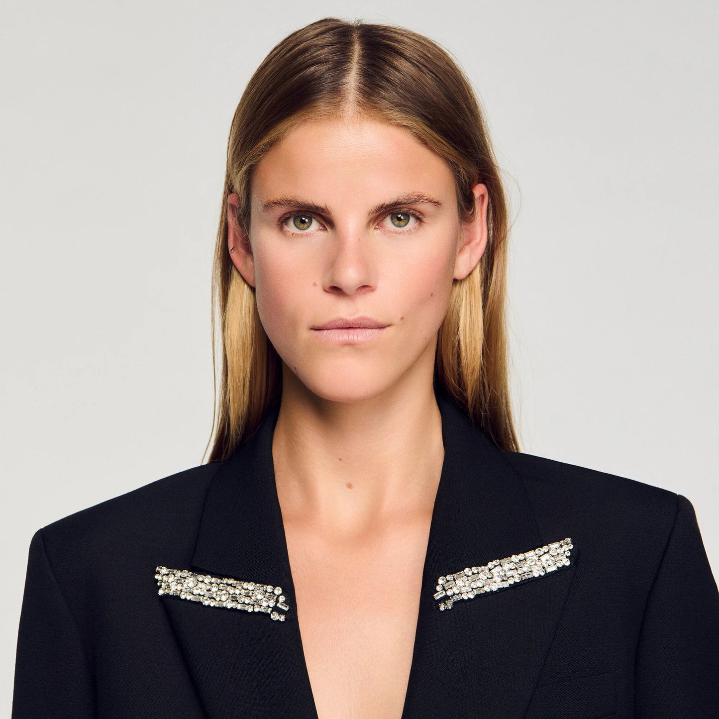 Cosmica Jacket With Rhinestone Collar Black