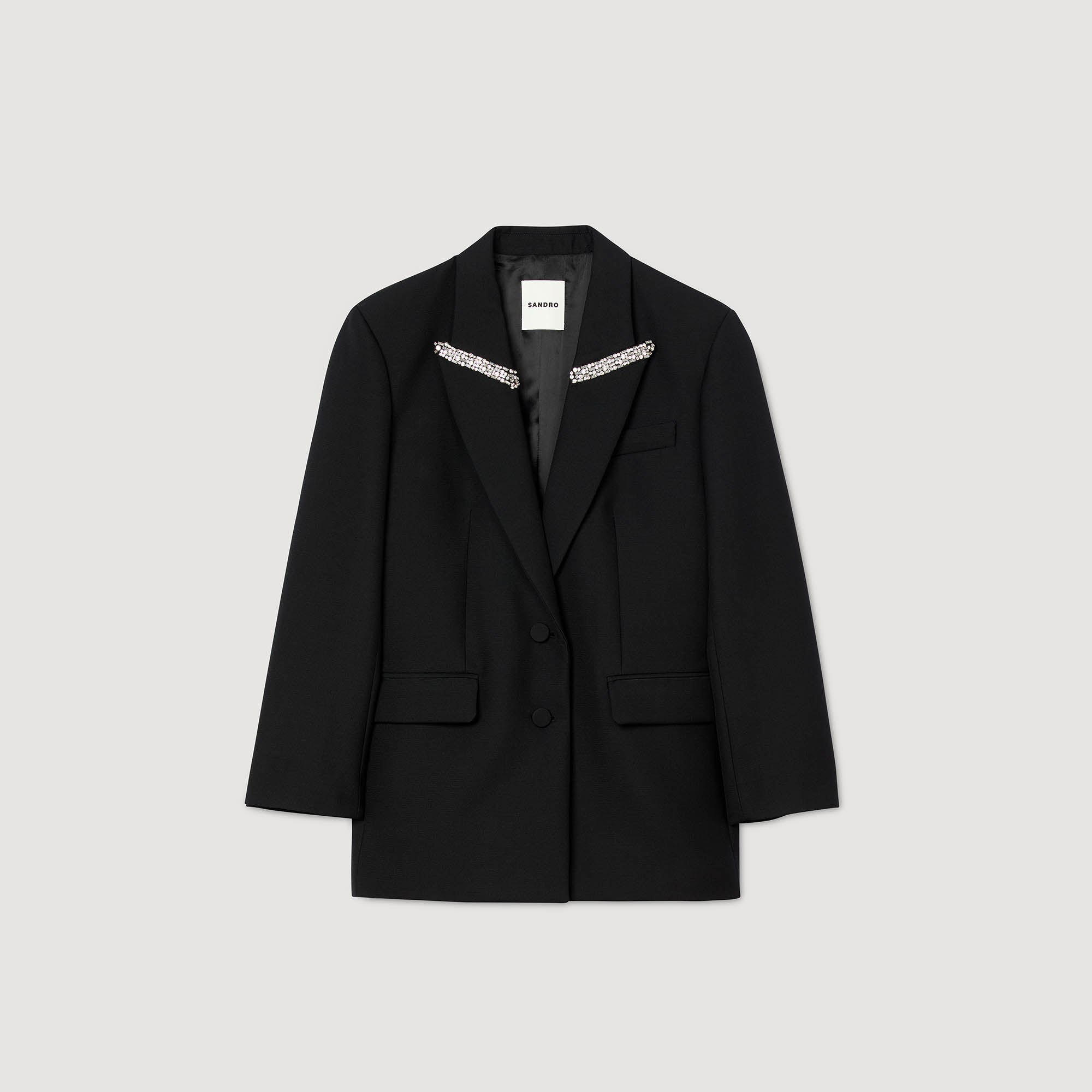 Cosmica Jacket With Rhinestone Collar Black