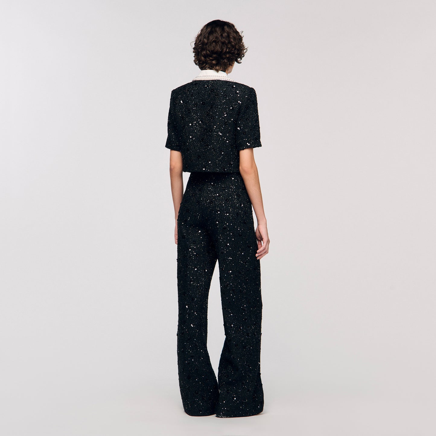 Bennelie Rhinestone tweed cropped jacket Black