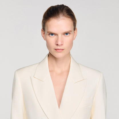 Tony Double-Breasted Suit Jacket Ecru