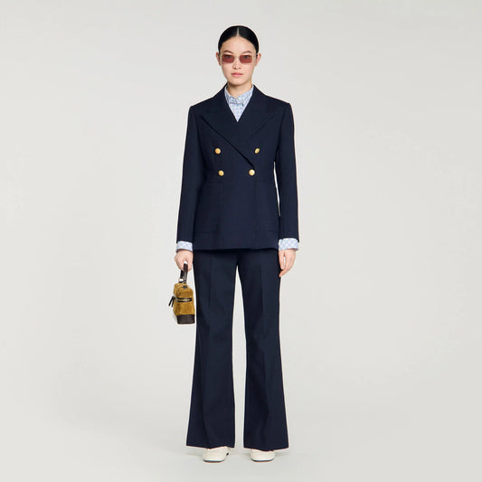 Lesia Slim-Fit Wool Suit Jacket Navy Blue