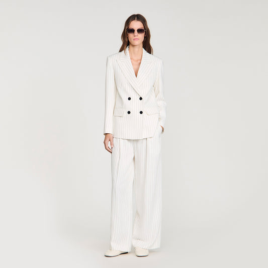 Hudson Striped Tailored Jacket Ecru / Black