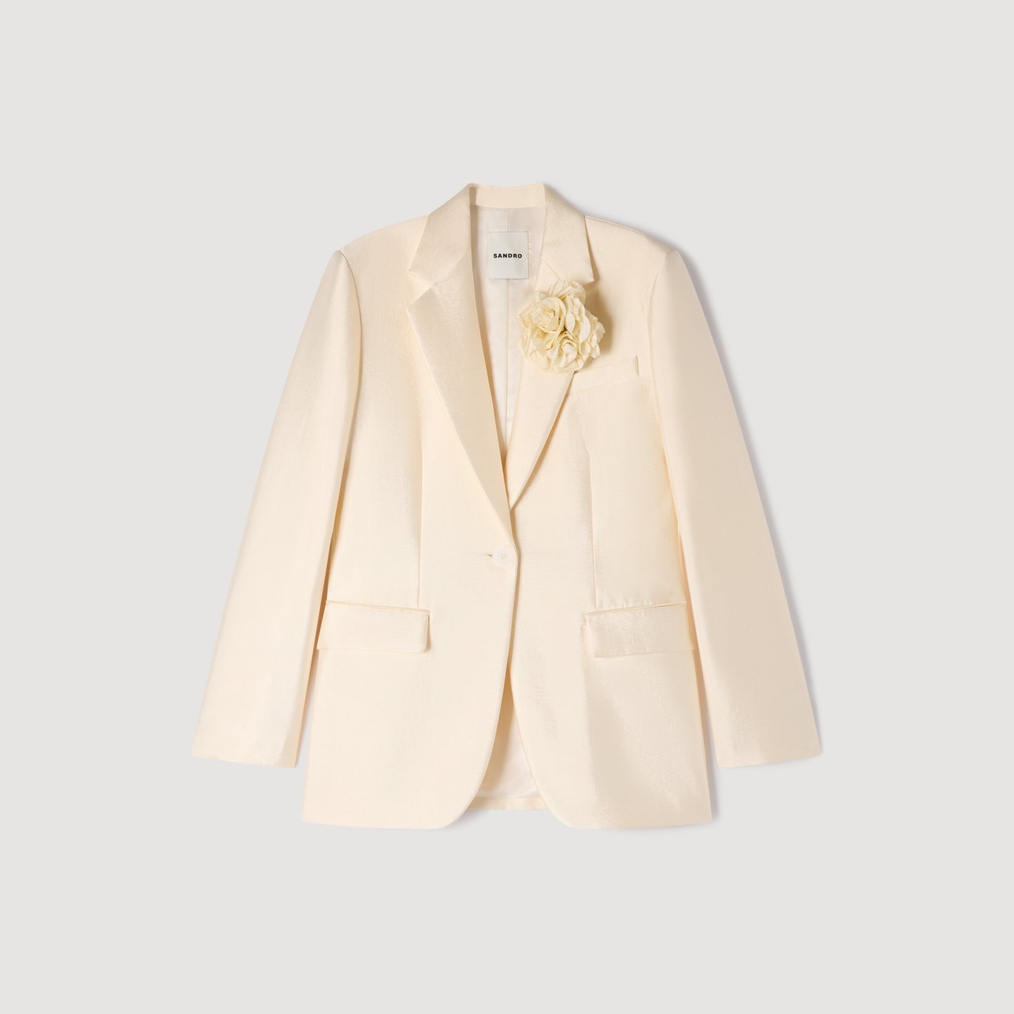 Myrella Satin Jacket With Flower Detail Cream