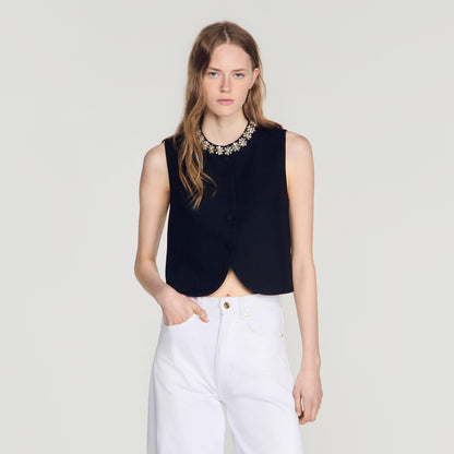 Lavandoria Jacket with jewelled neckline Black