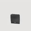 Zipper Leather Card Holder Black