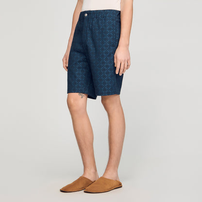 Denim Cross Short Square Cross Denim Shorts Navy Blue