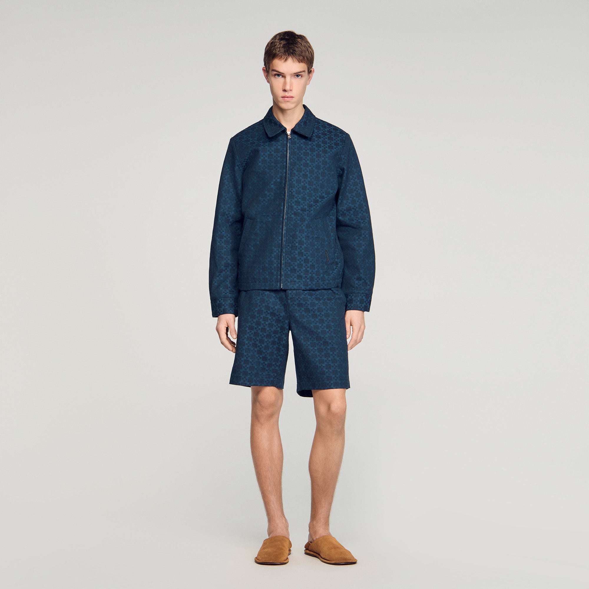 Denim Cross Short Square Cross Denim Shorts Navy Blue