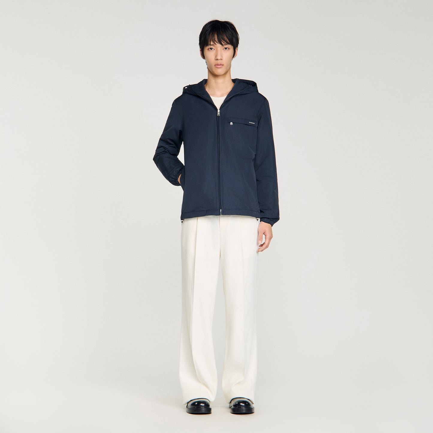 Windy Padded Nylon Windbreaker Navy Blue