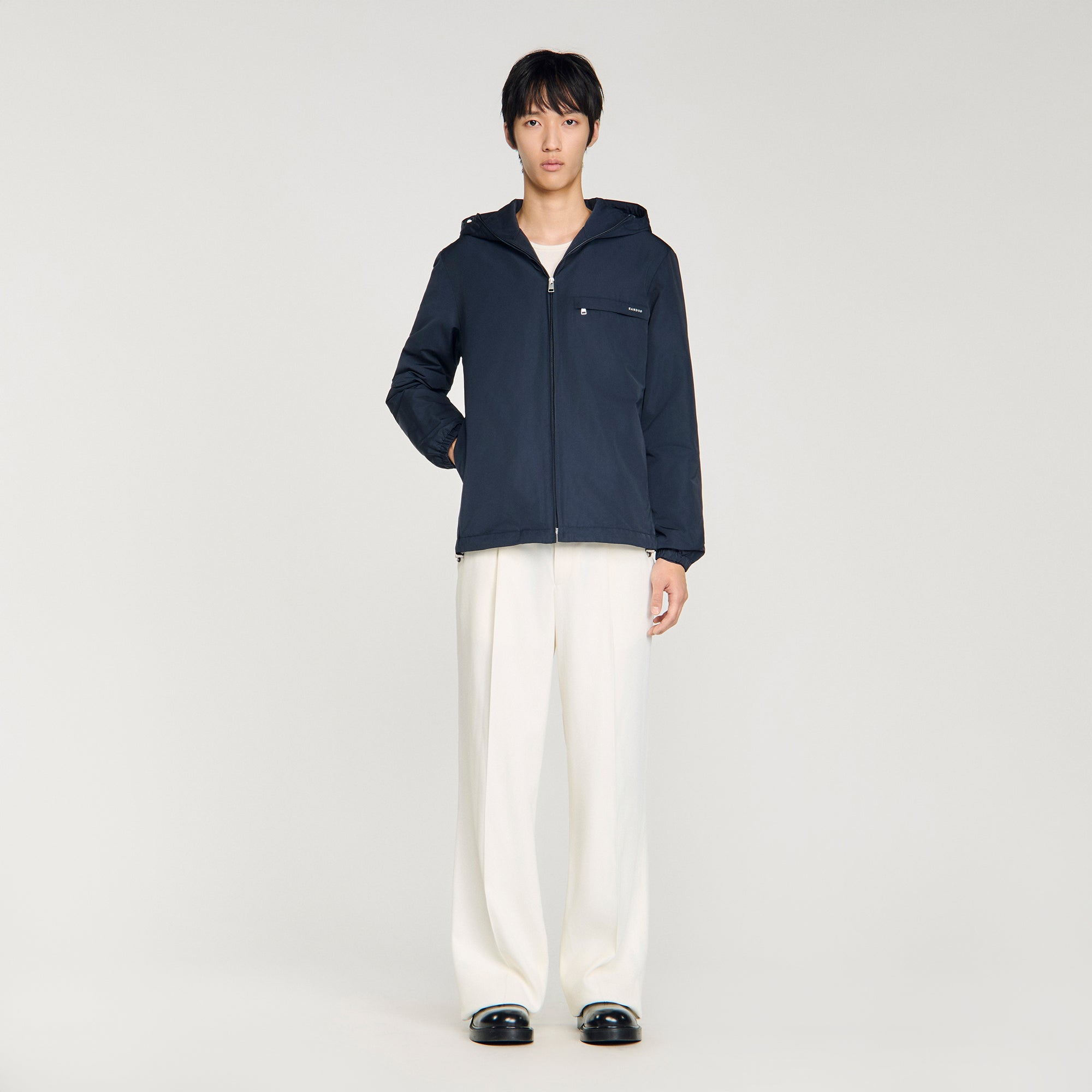 Windy Padded Nylon Windbreaker Navy Blue