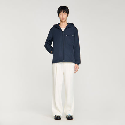 Windy Padded Nylon Windbreaker Navy Blue