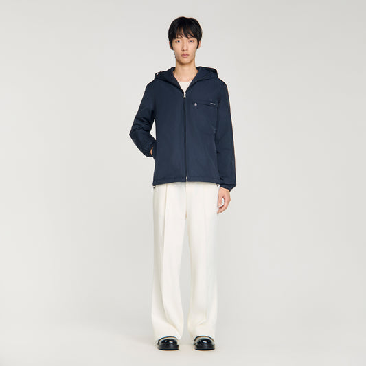 Windy Padded Nylon Windbreaker Navy Blue