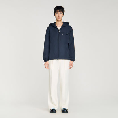 Windy Padded Nylon Windbreaker Navy Blue