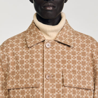 Cross Overshirt Square Cross Jacquard Overshirt Camel