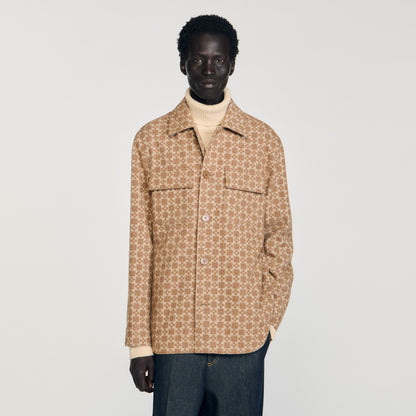 Cross Overshirt Square Cross Jacquard Overshirt Camel