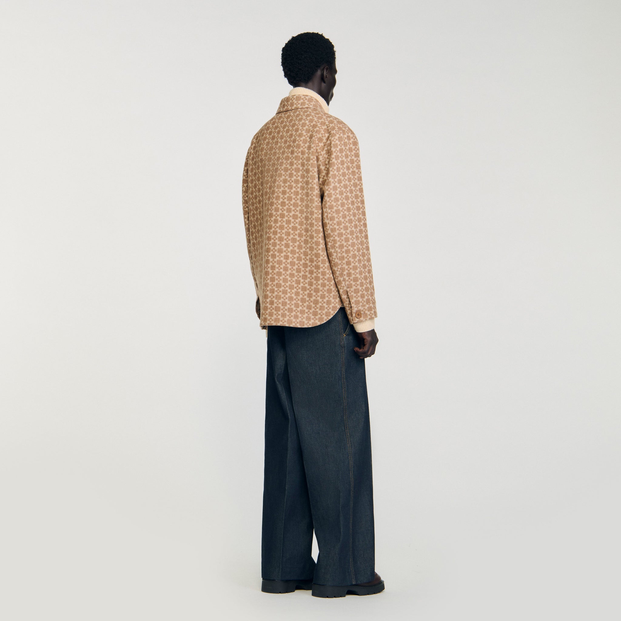 Cross Overshirt Square Cross Jacquard Overshirt Camel