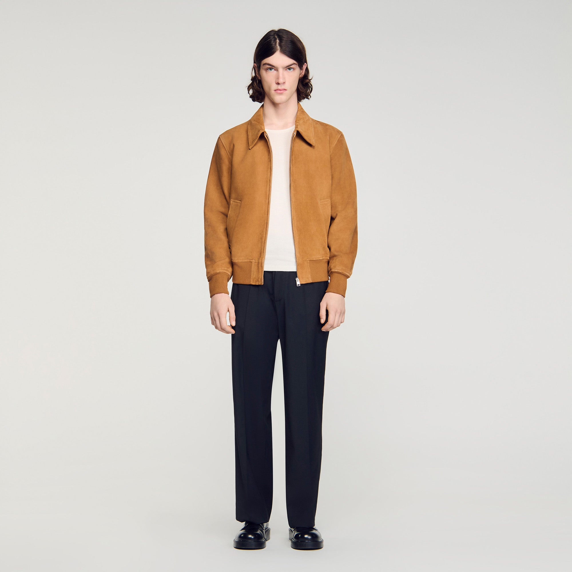 Thomas Jacket Nubuck Suede Leather Jacket Cognac