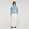 Cross Sanded Trucker Square Cross Denim Jacket SKY BLUE