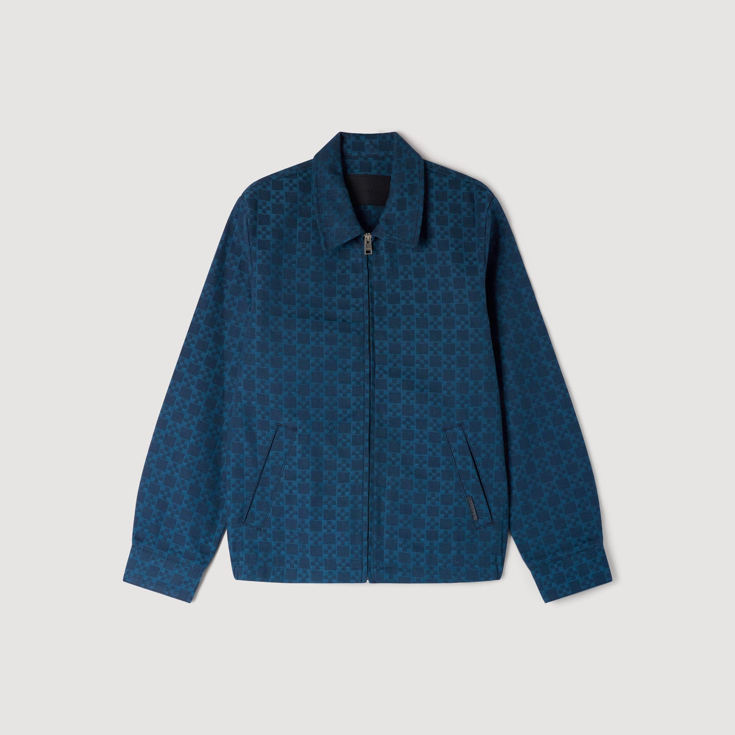 Fitted Cross Jacket Square Cross Denim Jacket Navy Blue