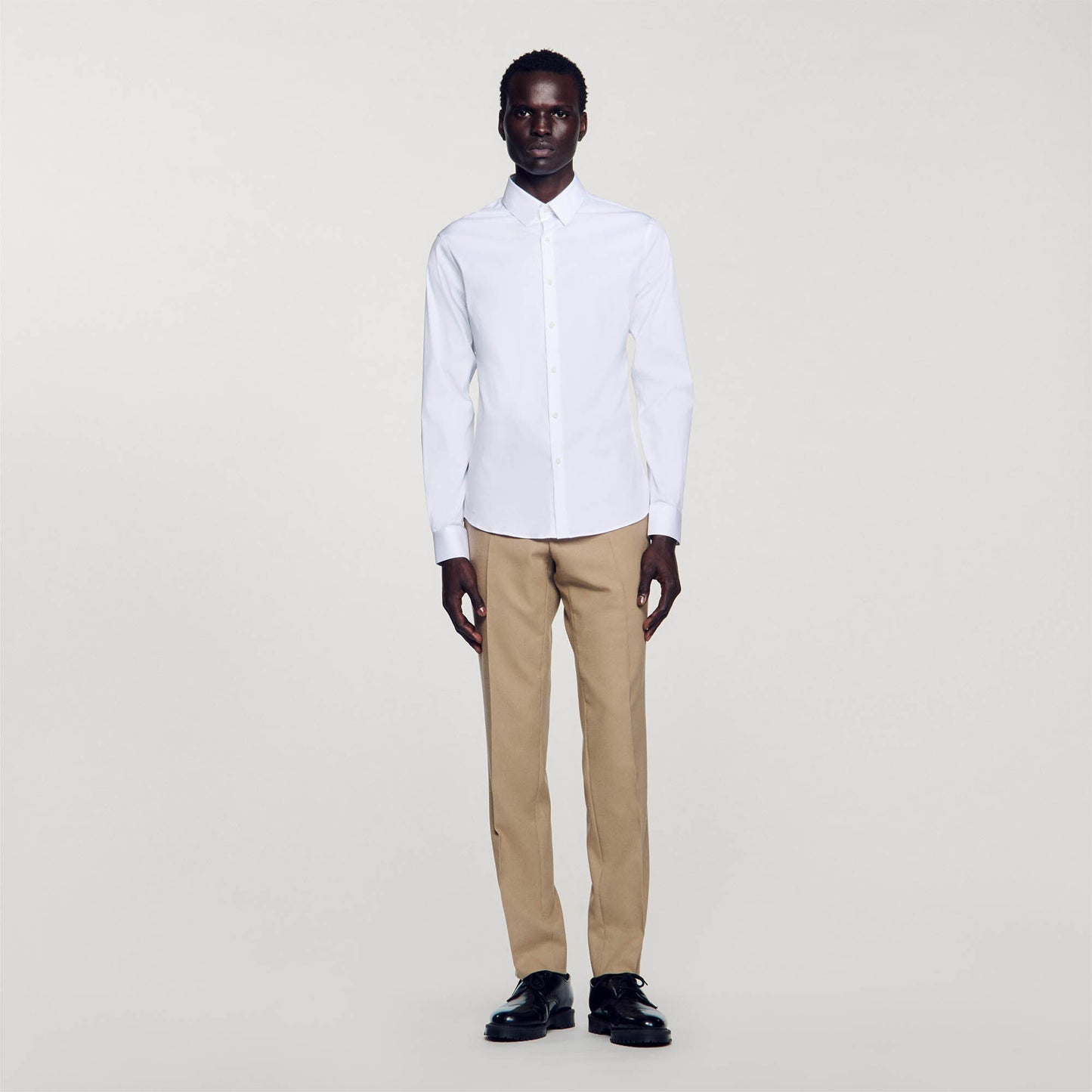 Fitted Stretch Cotton Shirt White